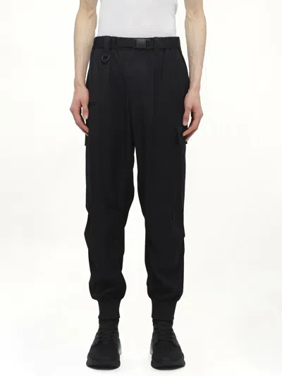 Y-3 Men's Rayon Twill Cuffed Pants In Black