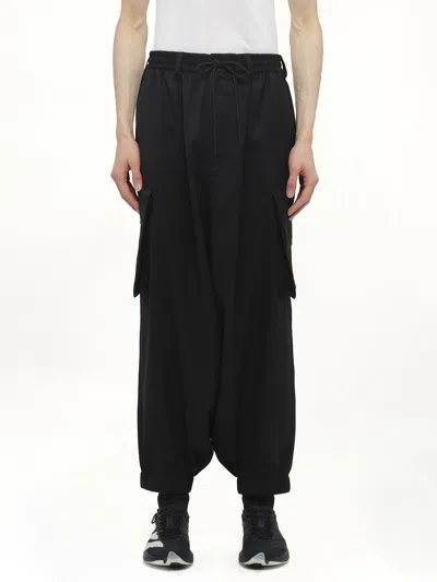 Y-3 Men's Refined Wool Cargo Pants In Black
