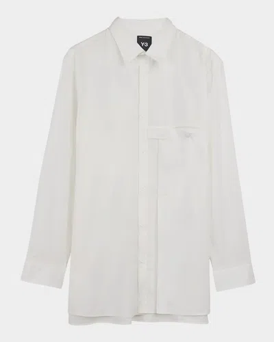 Y-3 Men's Sport Shirt With Pleated Pocket In Cwhite
