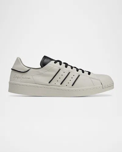 Y-3 Men's Superstar Leather Low-top Sneakers In Talctalcblack