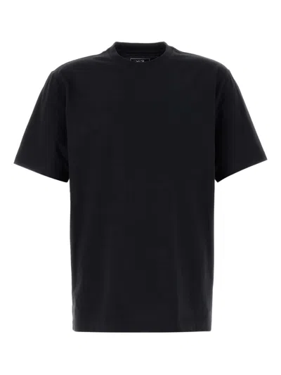 Y-3 Adidas Back Print Short Sleeved Cotton T-shirt Clothing In Black