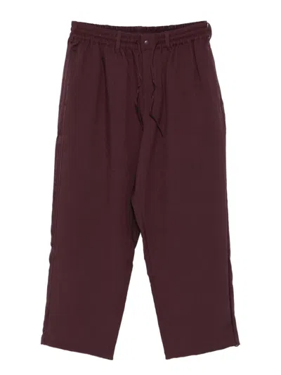 Y-3 Men's Trousers In Burgundy