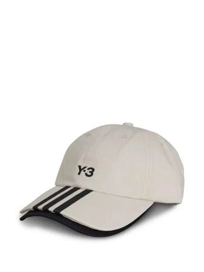 Y-3 White Double Brim Baseball Hat In Gray