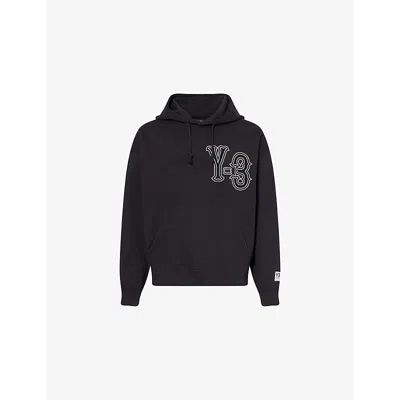 Y-3 Mens Black Elite 5 Gfx Logo-embroidered Cotton Hoody
