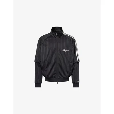 Y-3 Mens Black Logo-print Basketball Woven Track Jacket