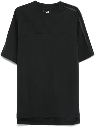 Y-3 Mesh 3-stripes T-shirt In Black
