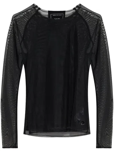 Y-3 Long-sleeved Mesh Top In Black