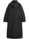Y-3 Mid-thigh Length Black Coat With High Collar In Black
