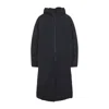 Y-3 Minimalist Black Long Coat With Flap Pockets And Hood In Black