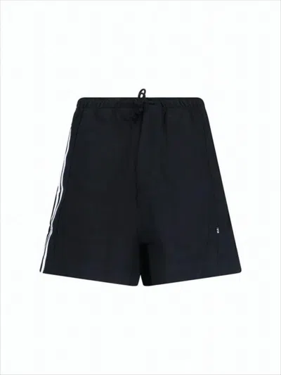 Y-3 Minimalist Black Shorts With Vertical Stripe Detail
