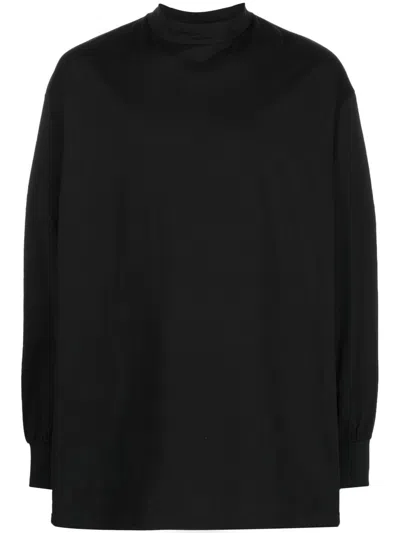 Y-3 Black Mock-neck Long-sleeve Cotton T-shirt