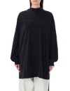Y-3 Black Mock-neck Long-sleeve Cotton T-shirt In Black