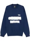 Y-3 Navy Blue Graphic Print Sweatshirt With Bold Logo In Blue