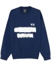 Y-3 Navy Blue Graphic Print Sweatshirt With Bold Logo In Blue
