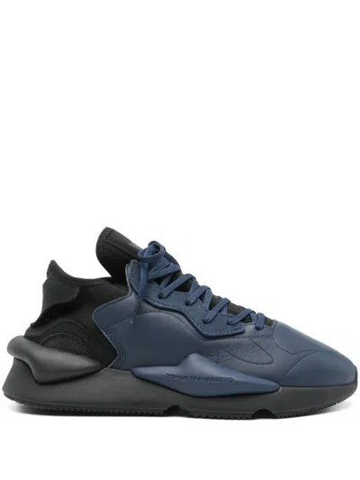 Y-3 Navy Blue Lace-up Sneakers With Chunky Rubber Sole