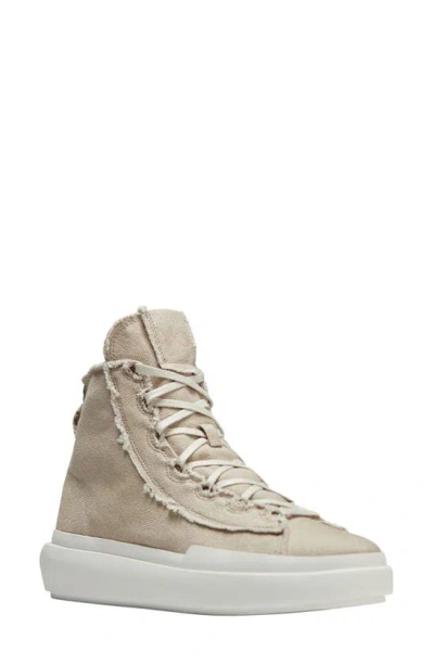 Y-3 Nizza High Top Trainer In White/ Sand