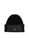 Y-3 Ribbed Knit Beanie Cap With Zip Detail In Black