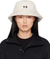 Y-3 Off-white 3-stripes Bucket Hat In Talc