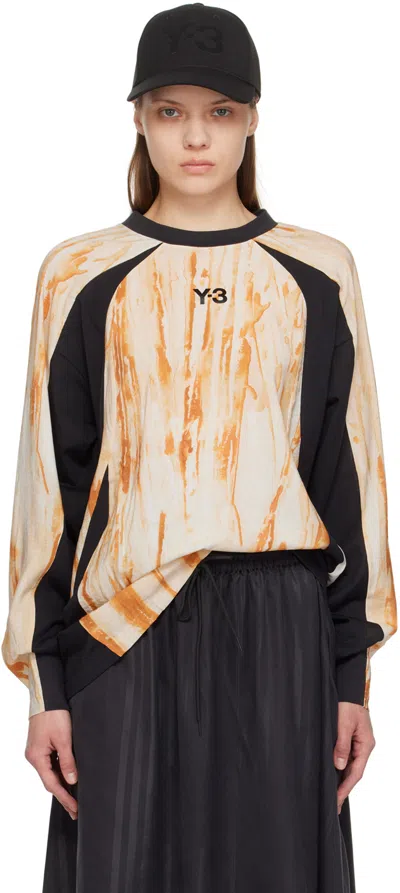 Y-3 Orange & Black Rust Dye Long Sleeve T-shirt In Multi Camo/black