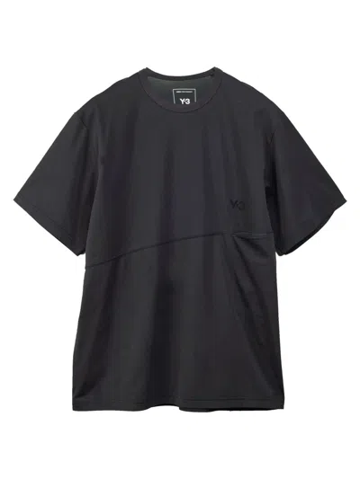 Y-3 Oversized Black T-shirt With Raised Logo Detail In Grey