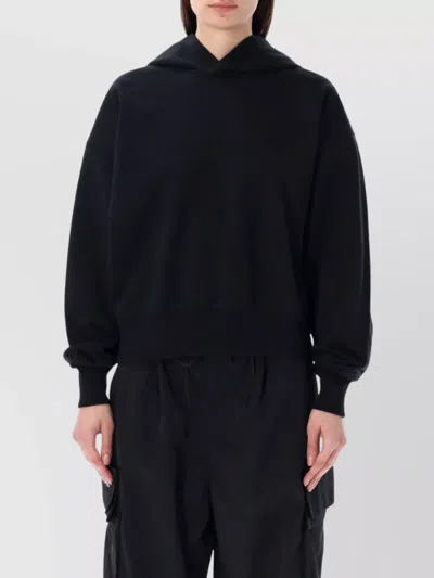 Y-3 Oversized Terry Hoodie With Ribbed Cuffs In Black