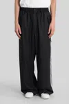 Y-3 Loose Black Jogger Pants With Adjustable Drawstring And Striped Details In Black