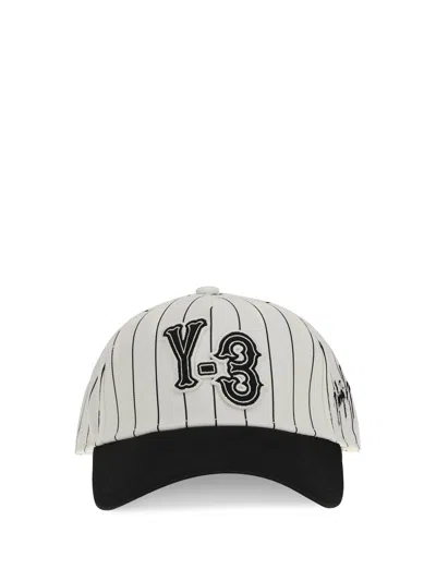 Y-3 Pinstripe Baseball Cap In White