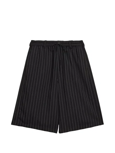 Y-3 Pinstripe Drawstring Shorts In Black