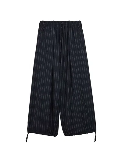 Y-3 Pinstripe-pattern Trousers In Black