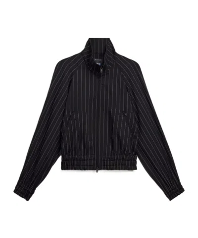 Y-3 Black Pinstripe Sport Uniform Blouson Jacket