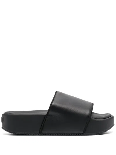 Y-3 PLAIN LEATHER SLIDES