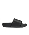 Y-3 Plain Leather Slides In Black