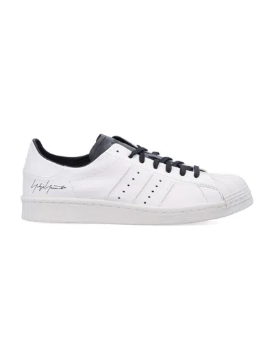 Y-3 Premium Leather Sneakers With Rubber Shell Toe In White