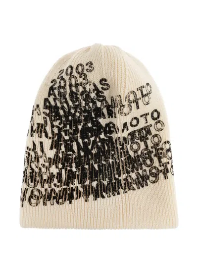 Y-3 Print Beanie In Neutral