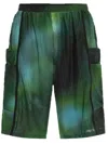 Y-3 Printed Design Cargo Shorts In 绿色