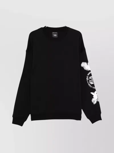 Y-3 PRINTED CREW NECK SWEATER