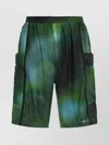 Y-3 Printed Design Cargo Shorts In Green