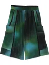 Y-3 Printed Design Cargo Shorts In Green