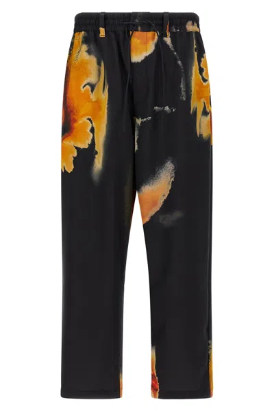 Y-3 Technical Fabric Trousers With Striking Print And Adjustable Features In Black