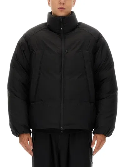 Y-3 QUILTED BLACK PADDED JACKET WITH OVERSIZED SILHOUETTE