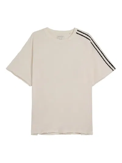Y-3 Raw-edge 3-stripes T-shirt In Neutral