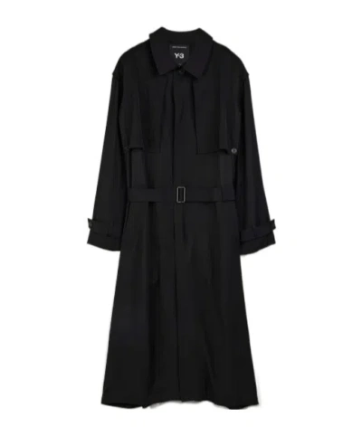 Y-3 Rayon Twill Coat In Black