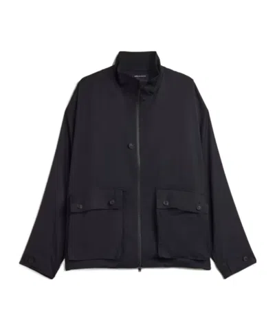 Y-3 Rayon Twill Zip Top In Black