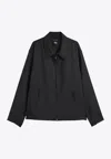 Y-3 Black Wool-blend Jacket With Pointed Collar And Two-way Zip Closure In Black