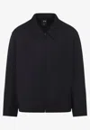 Y-3 Black Wool-blend Jacket With Pointed Collar And Two-way Zip Closure In Black