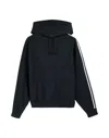 Y-3 Relaxed Fit Black Hoodie With Contrasting Stripes In Black