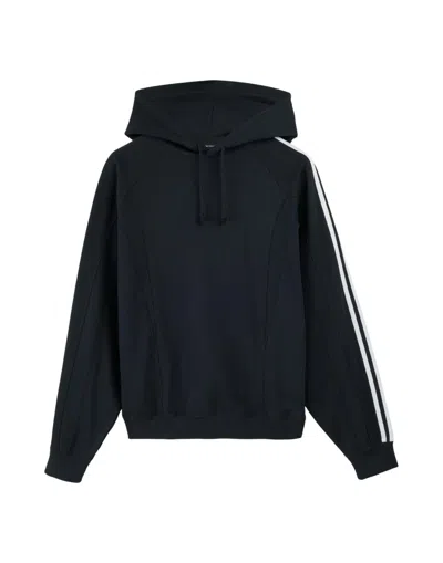 Y-3 Y-3 RELAXED FIT BLACK HOODIE WITH CONTRASTING STRIPES