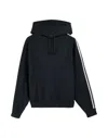 Y-3 Relaxed Fit Black Hoodie With Contrasting Stripes In Black