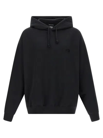 Y-3 Relaxed-fit Black Hoodie With Subtle Front Logo And Side Pockets