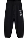Y-3 Relaxed Fit Black Track Pants With Graphic Print And Zippered Pockets In Black